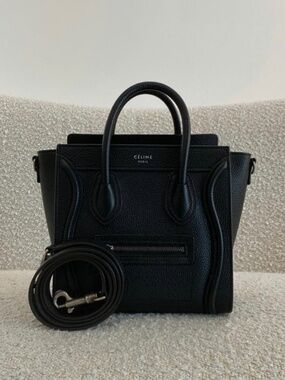 Authentic Pre-Owned Celine Nano Leather Luggage Tote in Black